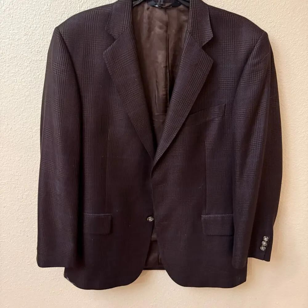 ELI THOMAS Santana Row Brown GlenPlaid Huddersfield Blazer Silk Super 120s Spain